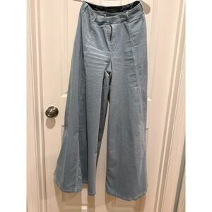 Anthropologie wide leg, pale, pale blue corduroy pants